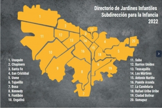 El mapa que muestra los jardines infantiles con cupos disponibles en Bogotá
