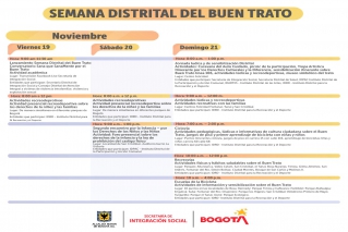 Agenda Distrital y Agendas Locales para la Semana Distrital del Buen Trato que será del 19 a 25 de noviembre de 2021