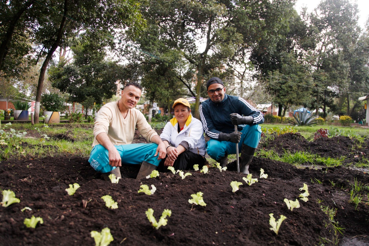 foto de 3 personas en huerta