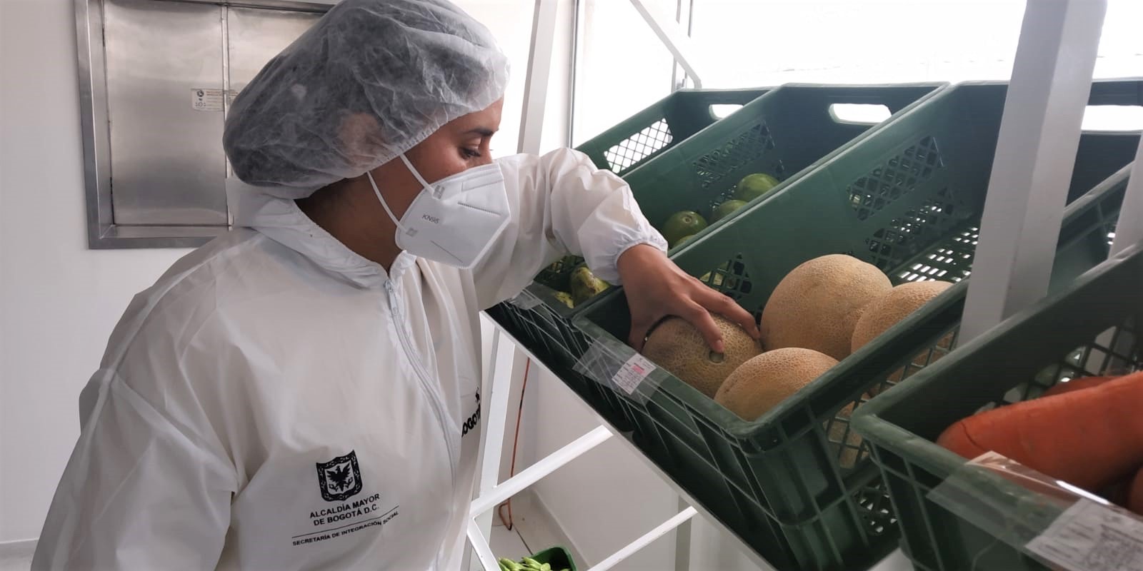 foto de funcionaria clasificando alimentos