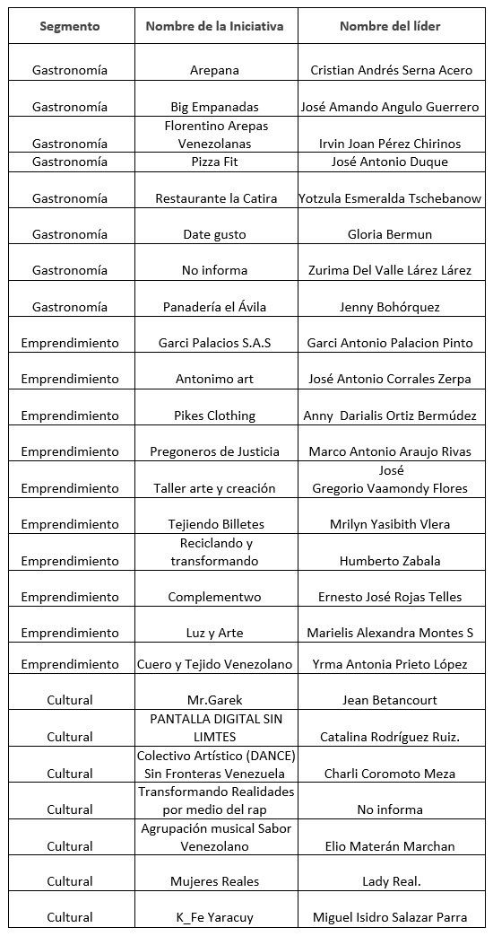 Listado iniciativas en cultura 2